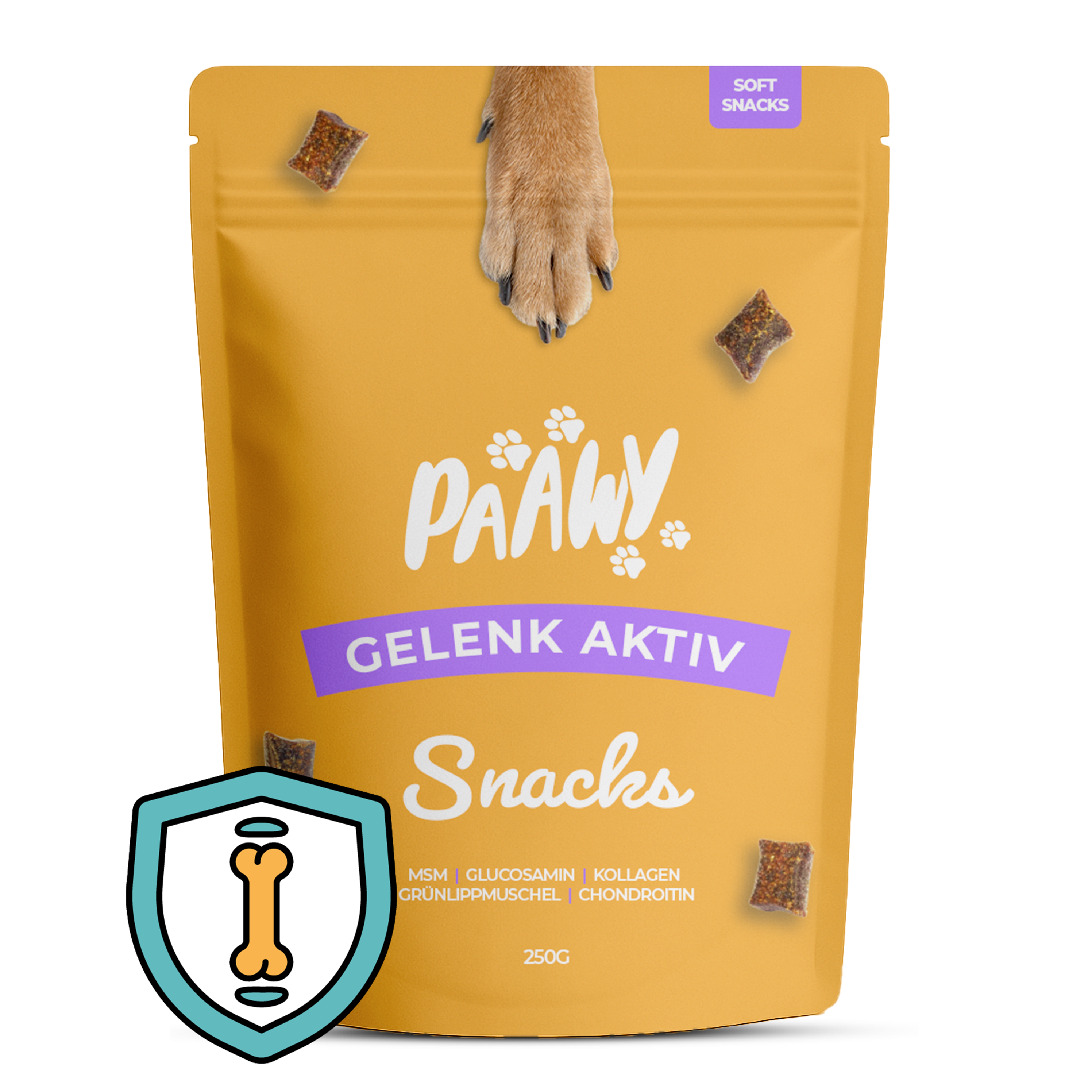 Paawy Gelenk-Aktiv Snacks – Gelenkschutz für Hunde – Mit Grünlippmuschel, Glucosamin & MSM - 180 Stk. pro Packung