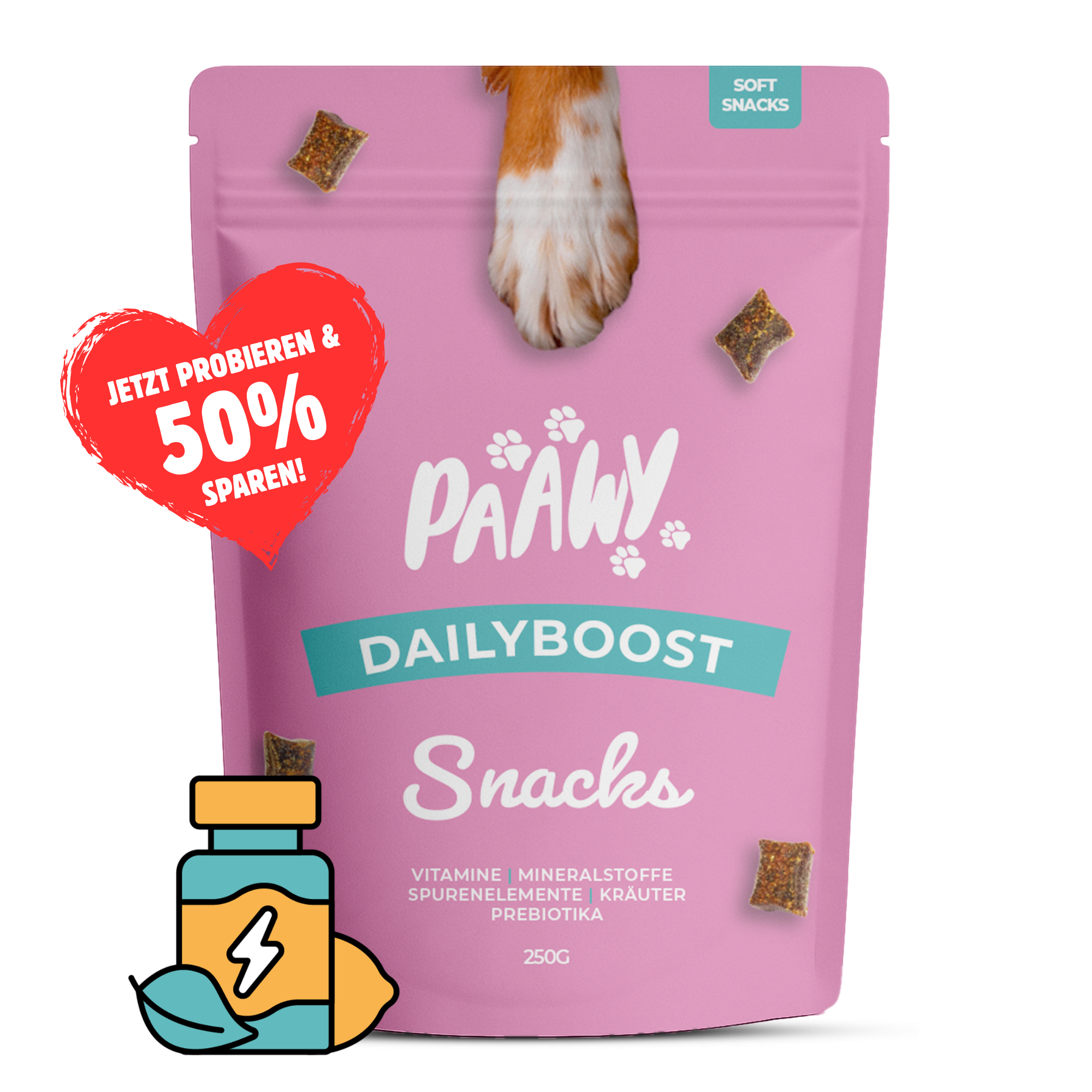 Paawy DailyBoost Snacks – Rundum-Vitalität für Hunde – 29 Vitamine, Mineralien & Kräuter