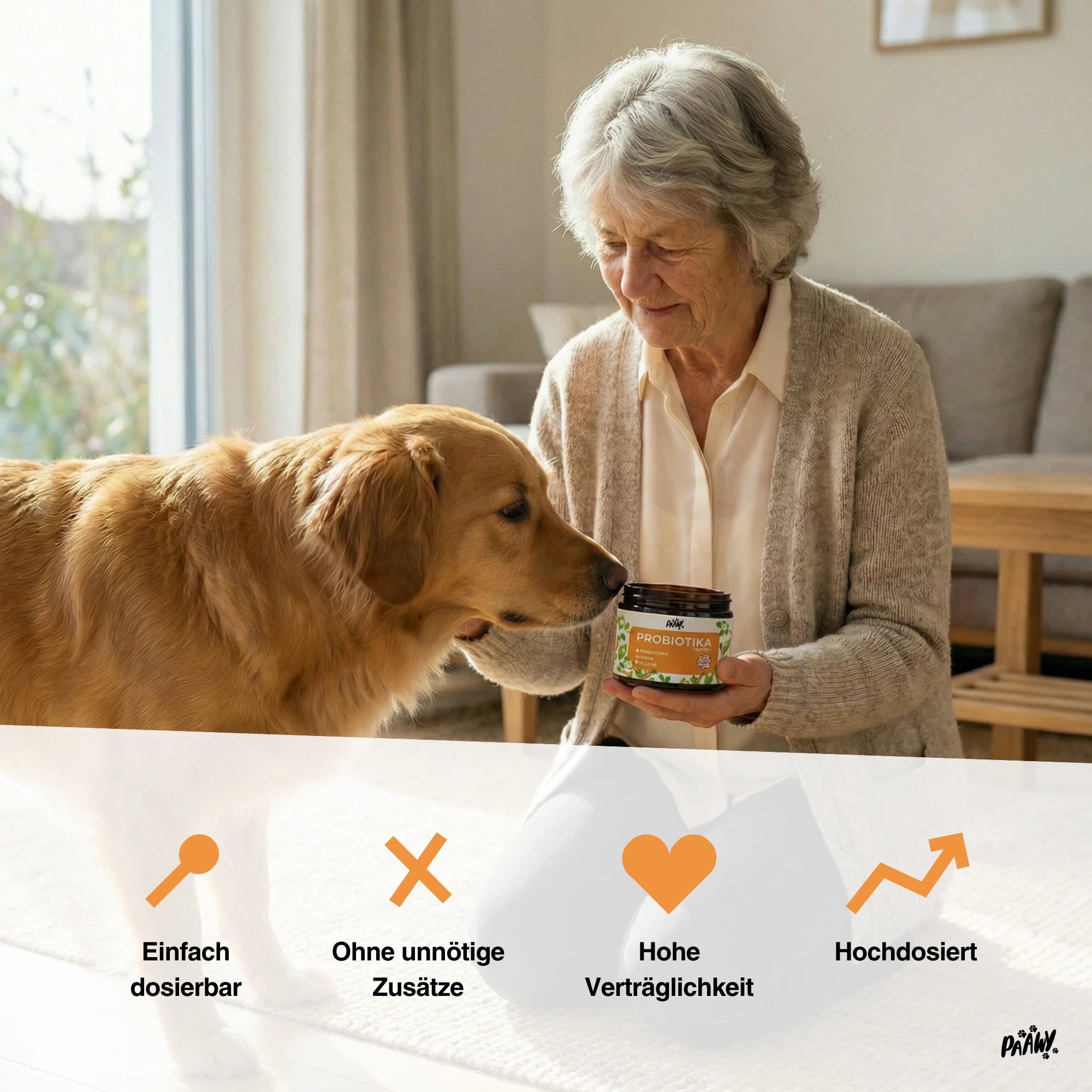 Paawy Magen-Darm Topping - 10-in-1 Probiotika Futtertopping für Hunde gegen Sodbrennen, Durchfall & Grasfressen | Made in Germany