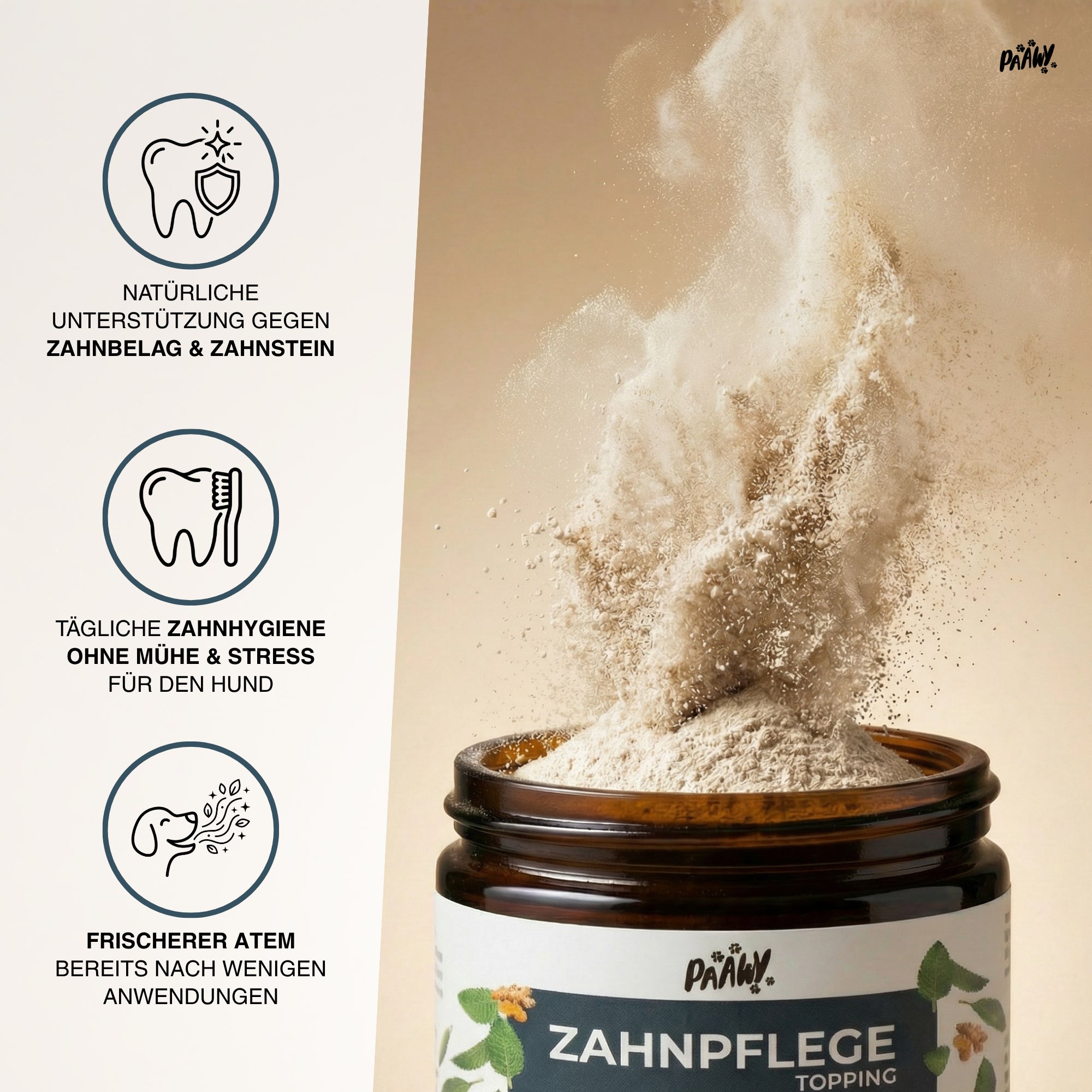 Paawy Dental Topping - die 9-in-1 Zahnpflege für Hunde gegen Zahnbelag, Zahnstein & Mundgeruch | Made in Germany