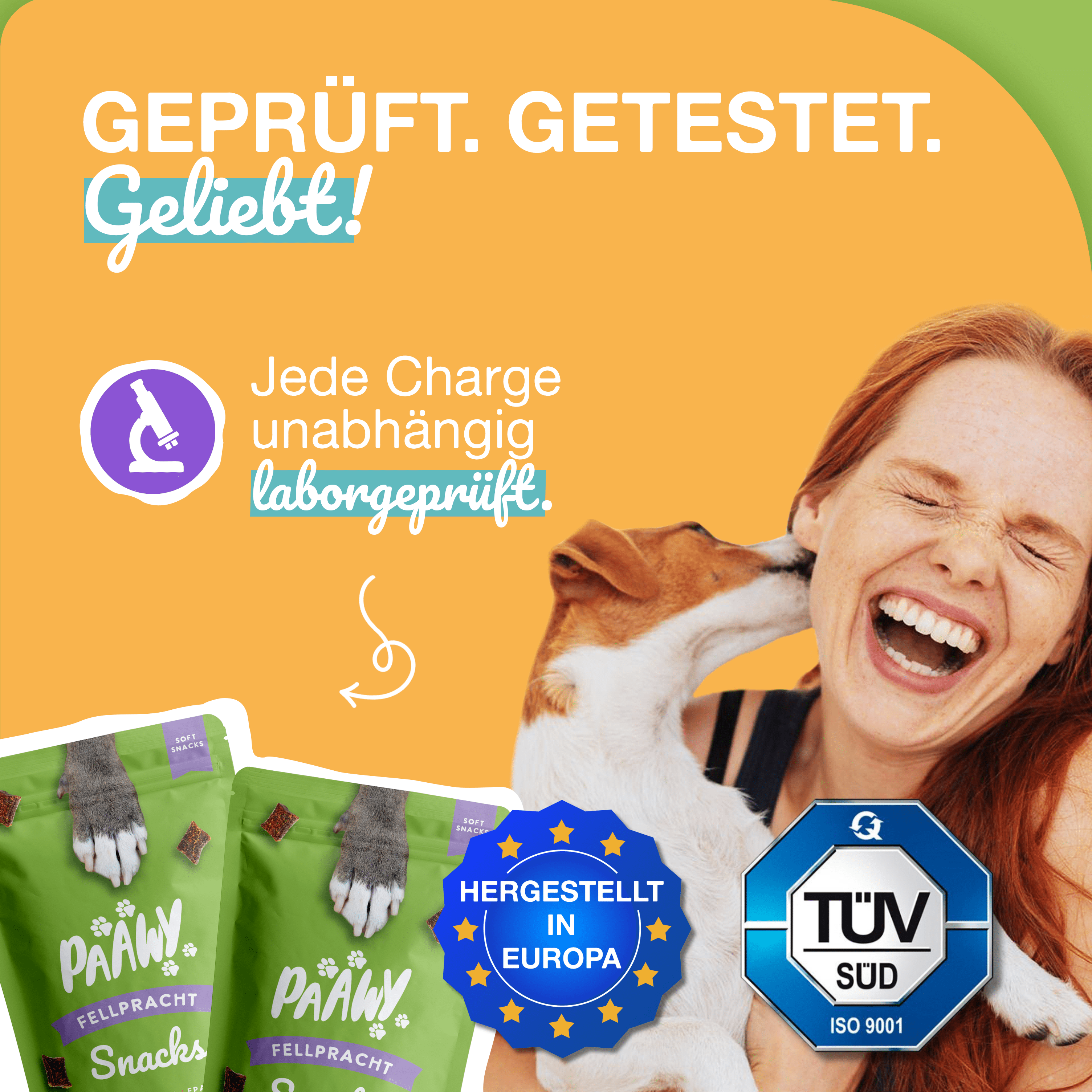 Paawy Fellpracht Snacks – Haut - & Fellpflege für Hunde – Mit Omega - 3, Biotin & Zink - paawy