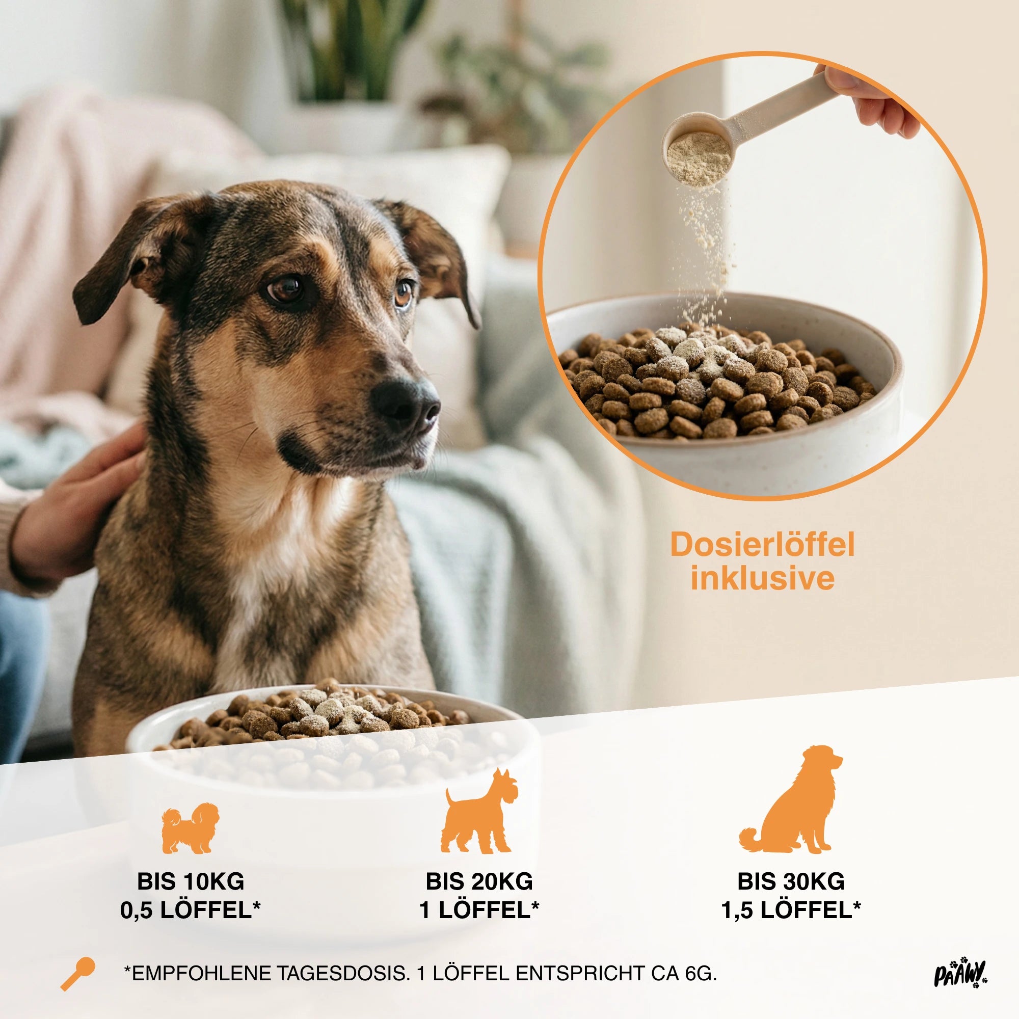 Paawy Magen-Darm Topping - 10-in-1 Probiotika Futtertopping für Hunde gegen Sodbrennen, Durchfall & Grasfressen | Made in Germany