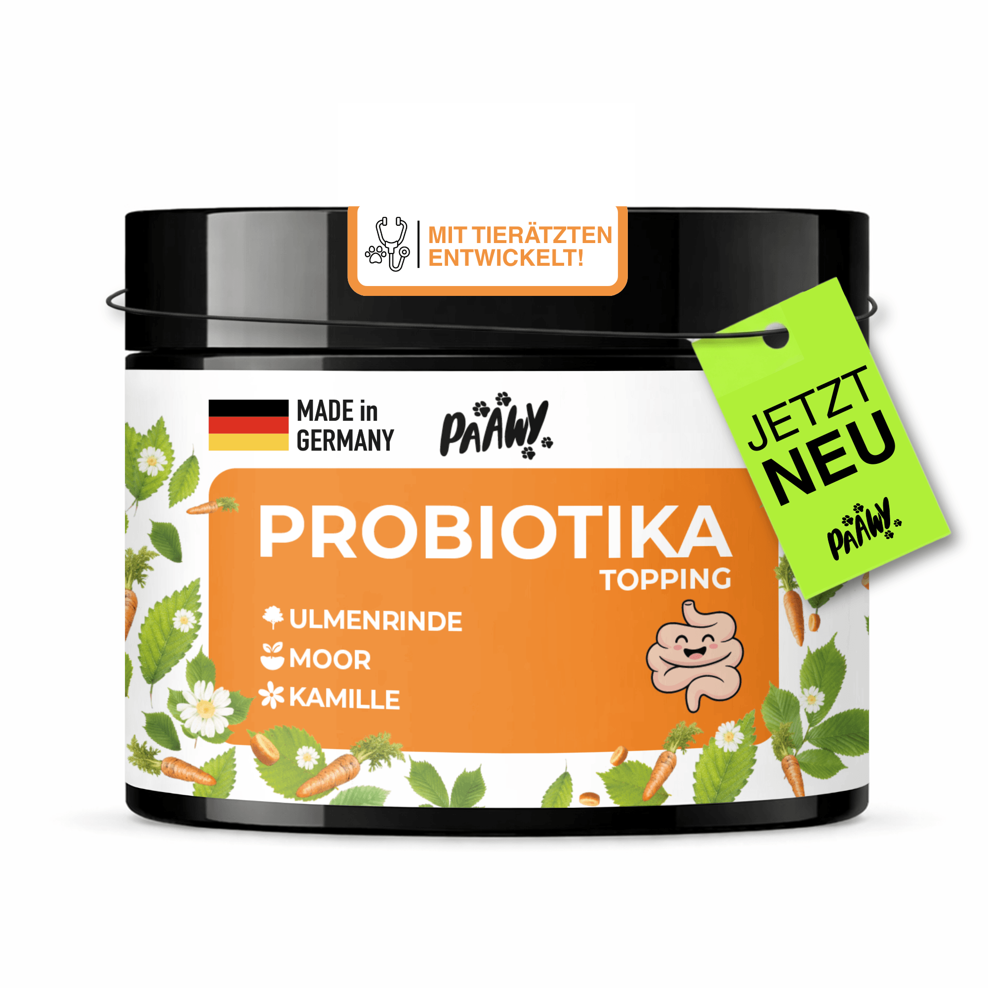 Paawy Magen-Darm Topping - 10-in-1 Probiotika Futtertopping für Hunde gegen Sodbrennen, Durchfall & Grasfressen | Made in Germany
